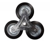 Блок из трех колес, стальной обод, литая черная резина,  роликоподшипник (TC63 (70))